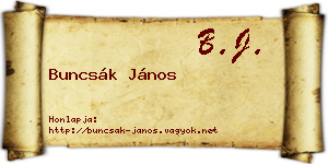 Buncsák János névjegykártya
